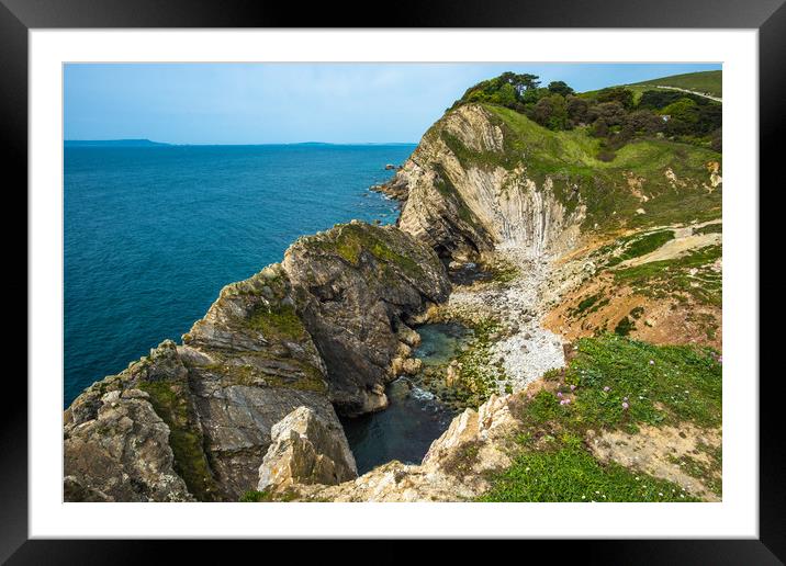 Dramatic coastal scenery at Lulworth Cove Framed Mounted Print by Andrew Michael