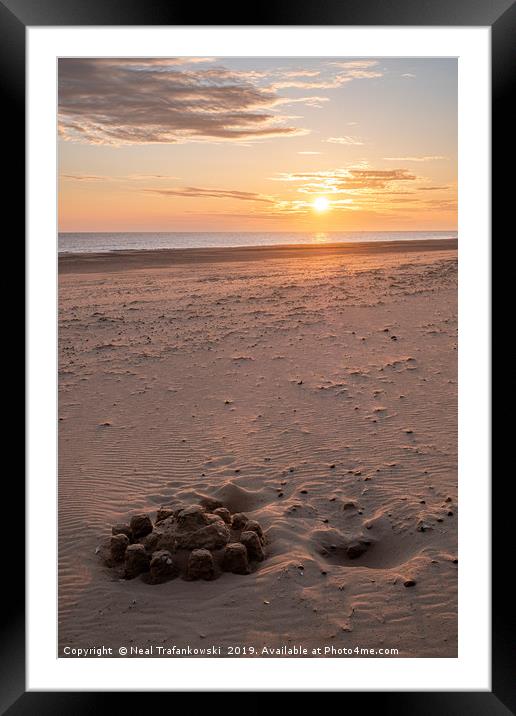 Holkham Beach Sandcastle & Sunrise Framed Mounted Print by Neal Trafankowski