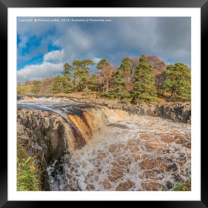 Swollen River Tees at Low Force Waterfall, Autumn Framed Mounted Print by Richard Laidler