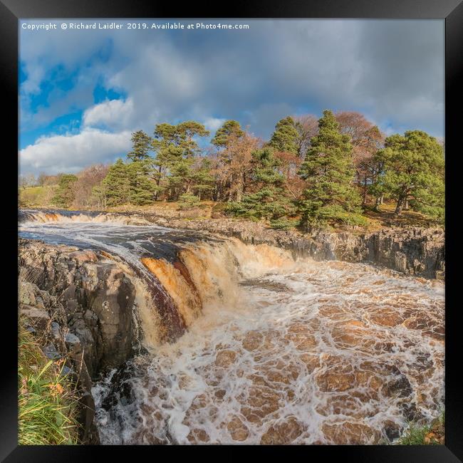 Swollen River Tees at Low Force Waterfall, Autumn Framed Print by Richard Laidler