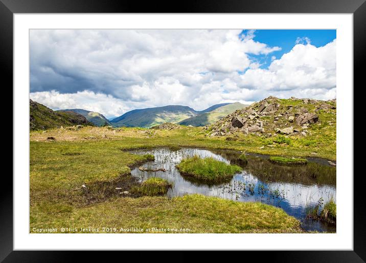 Small tarn near Huntingstile Crag Lake District Framed Mounted Print by Nick Jenkins