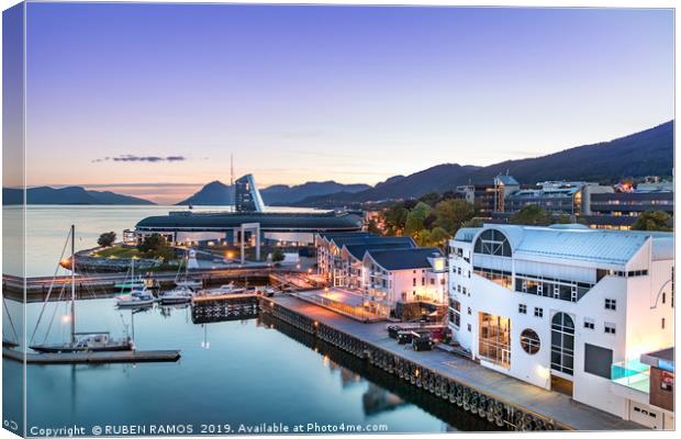 The Port of Molde at evening, Norway. Canvas Print by RUBEN RAMOS