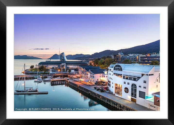 The Port of Molde at evening, Norway. Framed Mounted Print by RUBEN RAMOS