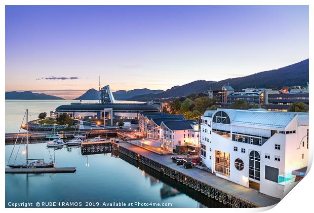 The Port of Molde at evening, Norway. Print by RUBEN RAMOS