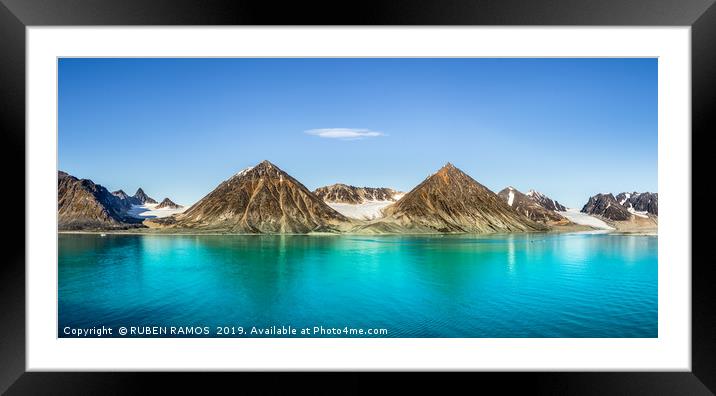 Smeerenburg bay and glaciers in Svalbard. Framed Mounted Print by RUBEN RAMOS