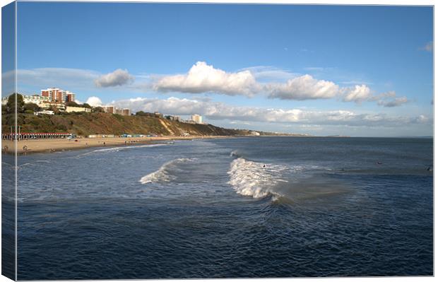 Bournemouth Beach and cliffs Canvas Print by Chris Day