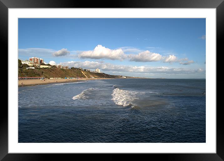 Bournemouth Beach and cliffs Framed Mounted Print by Chris Day