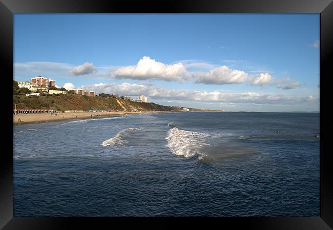 Bournemouth Beach and cliffs Framed Print by Chris Day