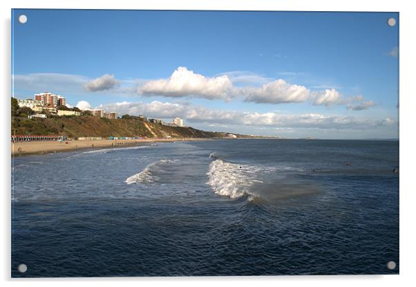Bournemouth Beach and cliffs Acrylic by Chris Day