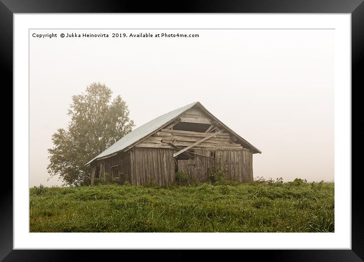 Old Barn House On a Foggy Summer Morning Framed Mounted Print by Jukka Heinovirta