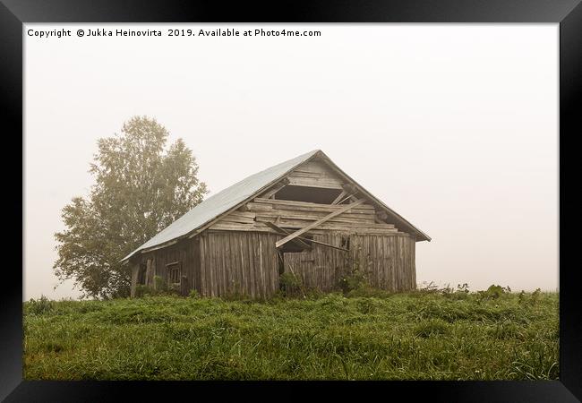 Old Barn House On a Foggy Summer Morning Framed Print by Jukka Heinovirta