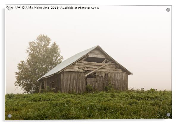 Old Barn House On a Foggy Summer Morning Acrylic by Jukka Heinovirta