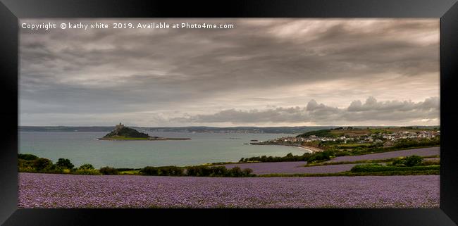 St Michael's Mount Cornwall,wild flowers Framed Print by kathy white