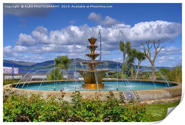 Rothesay Fountain, Isle of Bute, Scotland Print by ALBA PHOTOGRAPHY