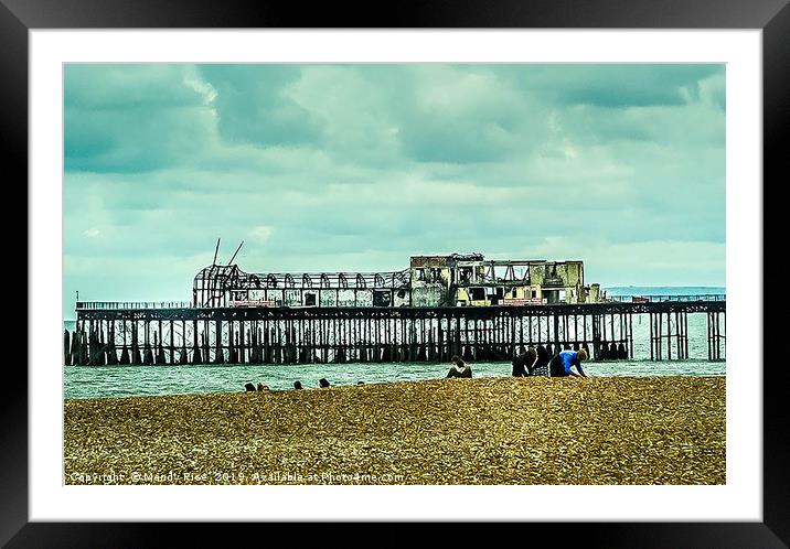 Hastings Pier post fire Framed Mounted Print by Mandy Rice
