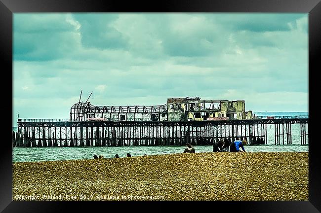 Hastings Pier post fire Framed Print by Mandy Rice