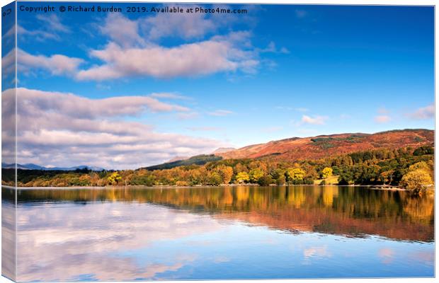 Autumn Colour on the banks of Loch Lomond Canvas Print by Richard Burdon