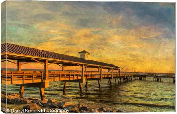 Empty Pier at Sunrise Canvas Print by Darryl Brooks