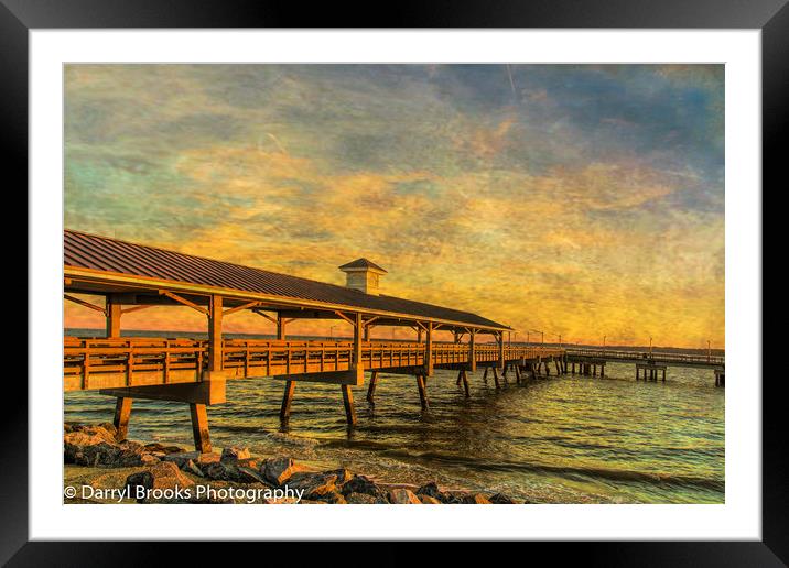 Empty Pier at Sunrise Framed Mounted Print by Darryl Brooks