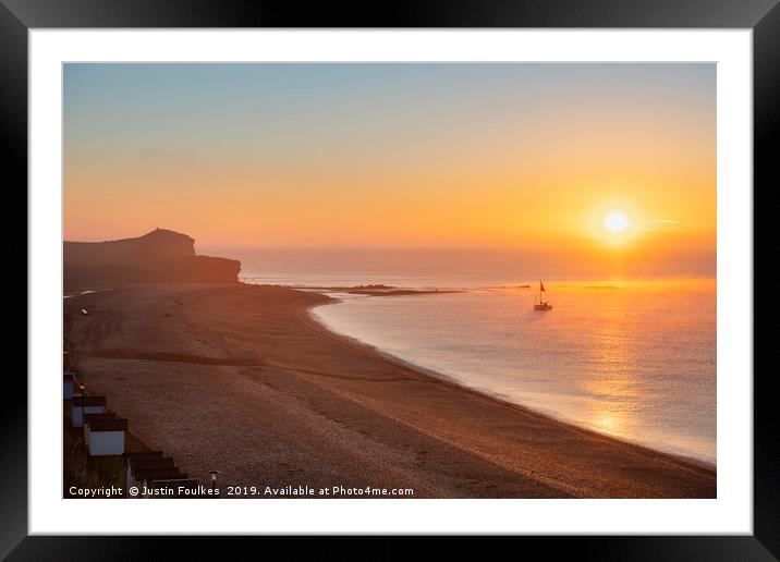 Sunrise over the beach at Budleigh Salterton Framed Mounted Print by Justin Foulkes