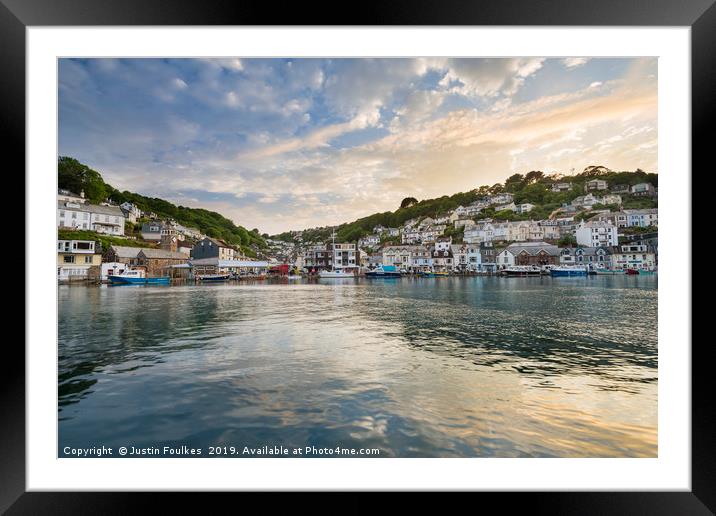 Sunset over Looe harbour, Cornwall  Framed Mounted Print by Justin Foulkes