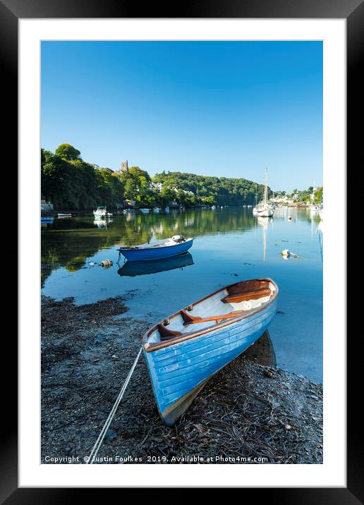 Boats on the River Yealm at Noss Mayo Framed Mounted Print by Justin Foulkes