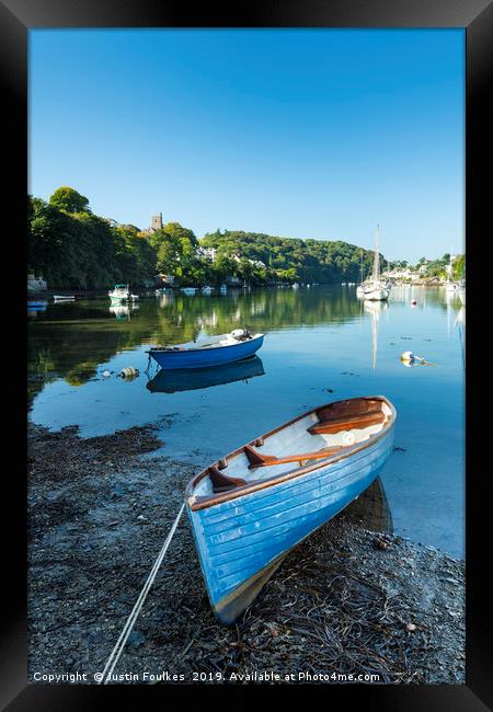 Boats on the River Yealm at Noss Mayo Framed Print by Justin Foulkes