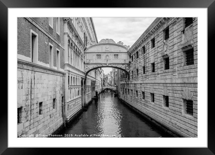 Bridge of Sighs Venice Monochrome Framed Mounted Print by Steve Thomson