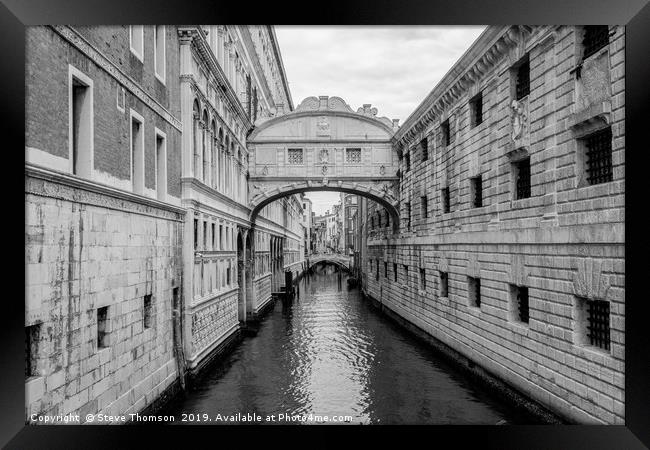 Bridge of Sighs Venice Monochrome Framed Print by Steve Thomson