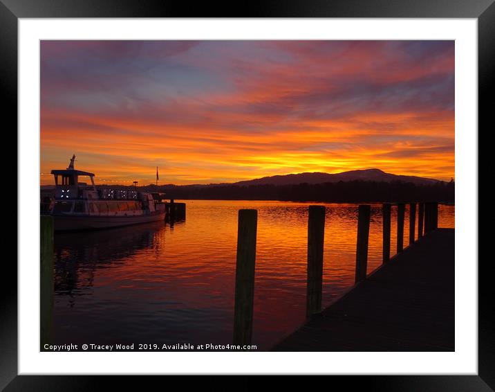 Sunset on Lake Windermere           Framed Mounted Print by Tracey Wood