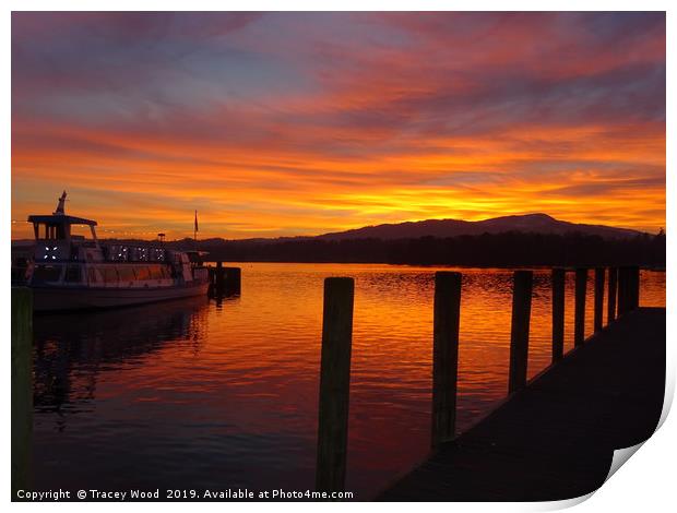 Sunset on Lake Windermere           Print by Tracey Wood