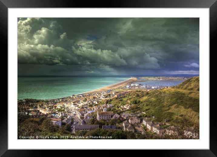 Storm Clouds Over Chesil Beach Framed Mounted Print by Nicola Clark