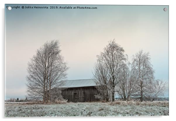 Old Wooden Barn Surrounded By Trees Acrylic by Jukka Heinovirta