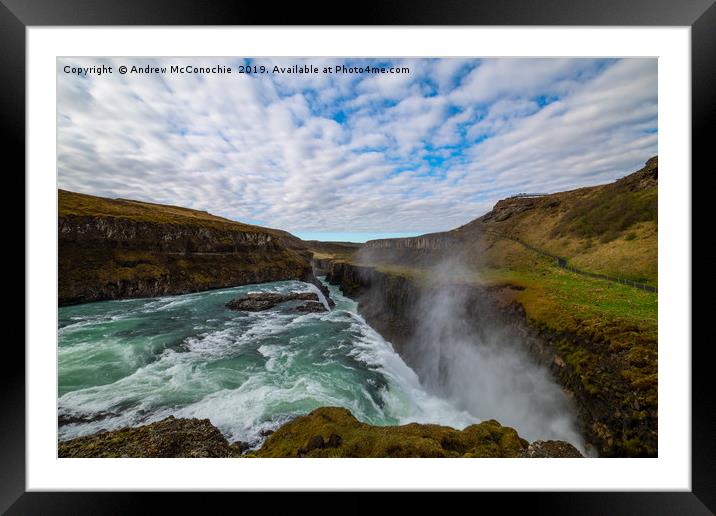 Gullfoss Waterfall Framed Mounted Print by Andrew McConochie