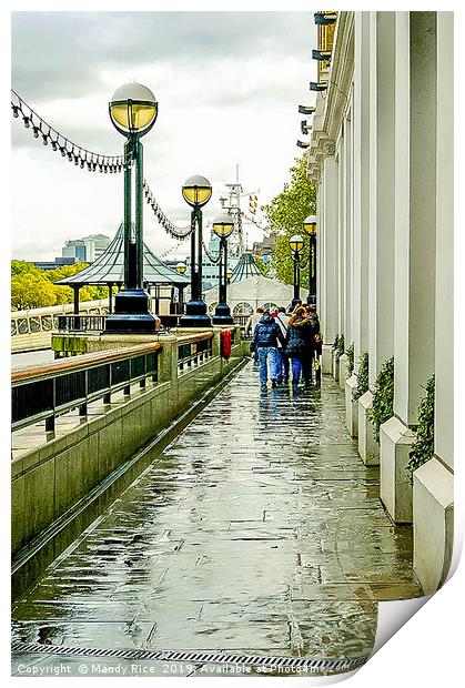 Walking alongside the Thames Print by Mandy Rice