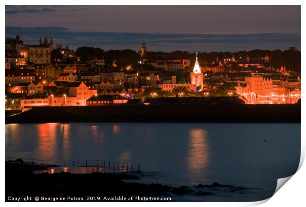 Night time over St Peter Port in Guernsey  Print by George de Putron