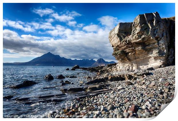 View from Elgol to the Black Cuiliins Print by Phill Thornton