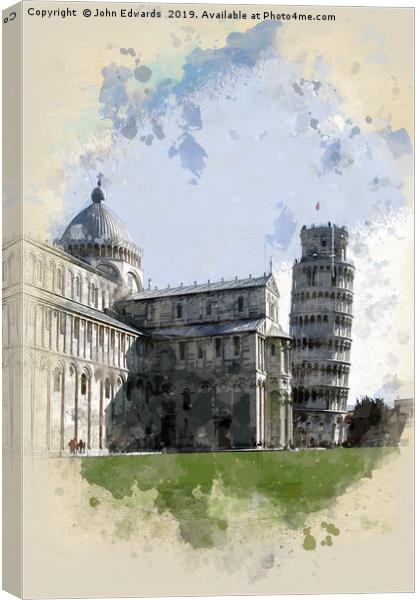 The Duomo and The Leaning Tower Canvas Print by John Edwards