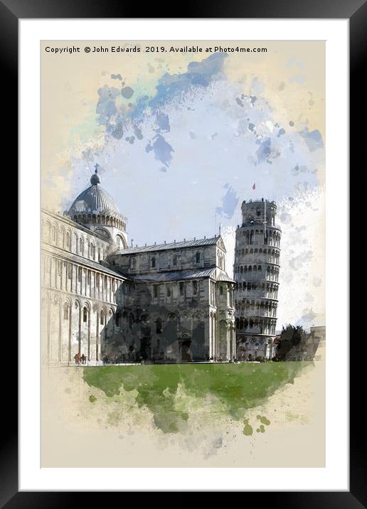 The Duomo and The Leaning Tower Framed Mounted Print by John Edwards