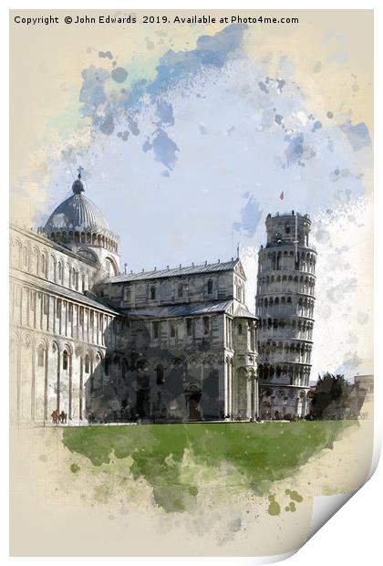 The Duomo and The Leaning Tower Print by John Edwards