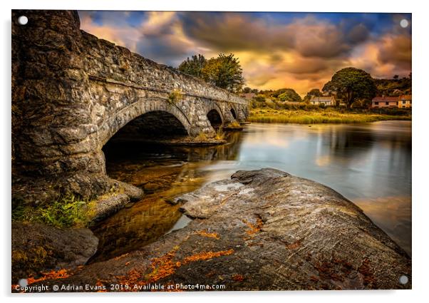 Pont Pen-y-llyn Bridge Snowdonia Acrylic by Adrian Evans