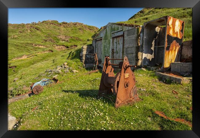 Porth Ysgaden fishing hut Framed Print by Jed Pearson