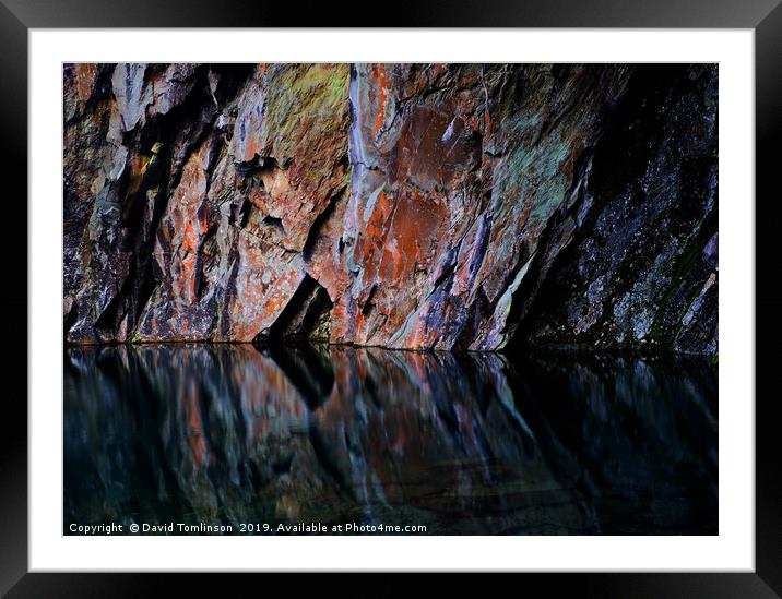 Cave wall reflections Framed Mounted Print by David Tomlinson