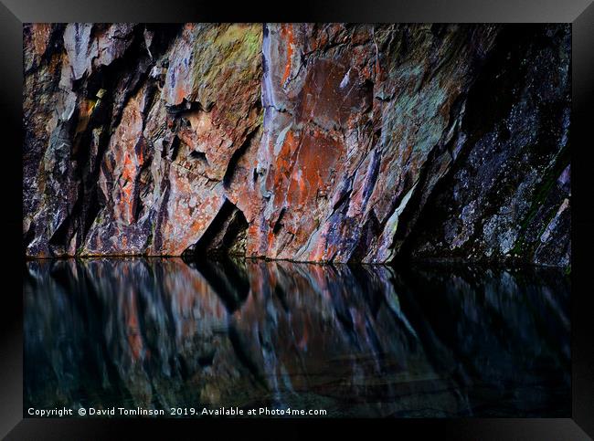 Cave wall reflections Framed Print by David Tomlinson