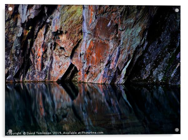 Cave wall reflections Acrylic by David Tomlinson