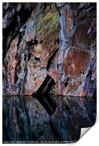 Cave wall reflections - Portrait Print by David Tomlinson