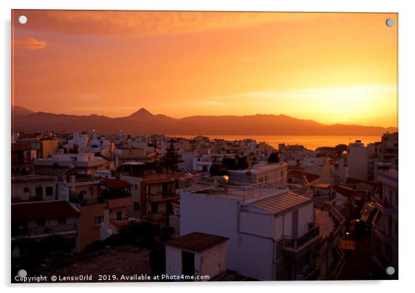 Sunset over Heraklion, Crete, Greece Acrylic by Lensw0rld 