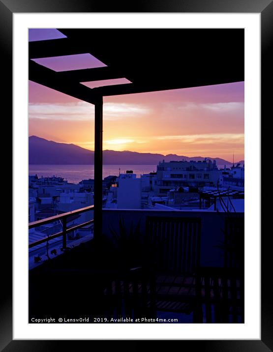 Sunset over Crete, Greece Framed Mounted Print by Lensw0rld 