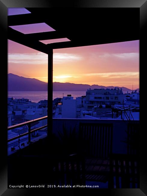Sunset over Crete, Greece Framed Print by Lensw0rld 
