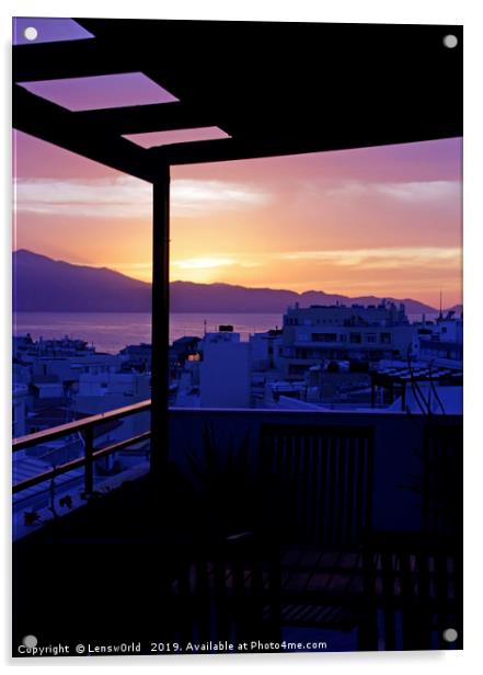 Sunset over Crete, Greece Acrylic by Lensw0rld 